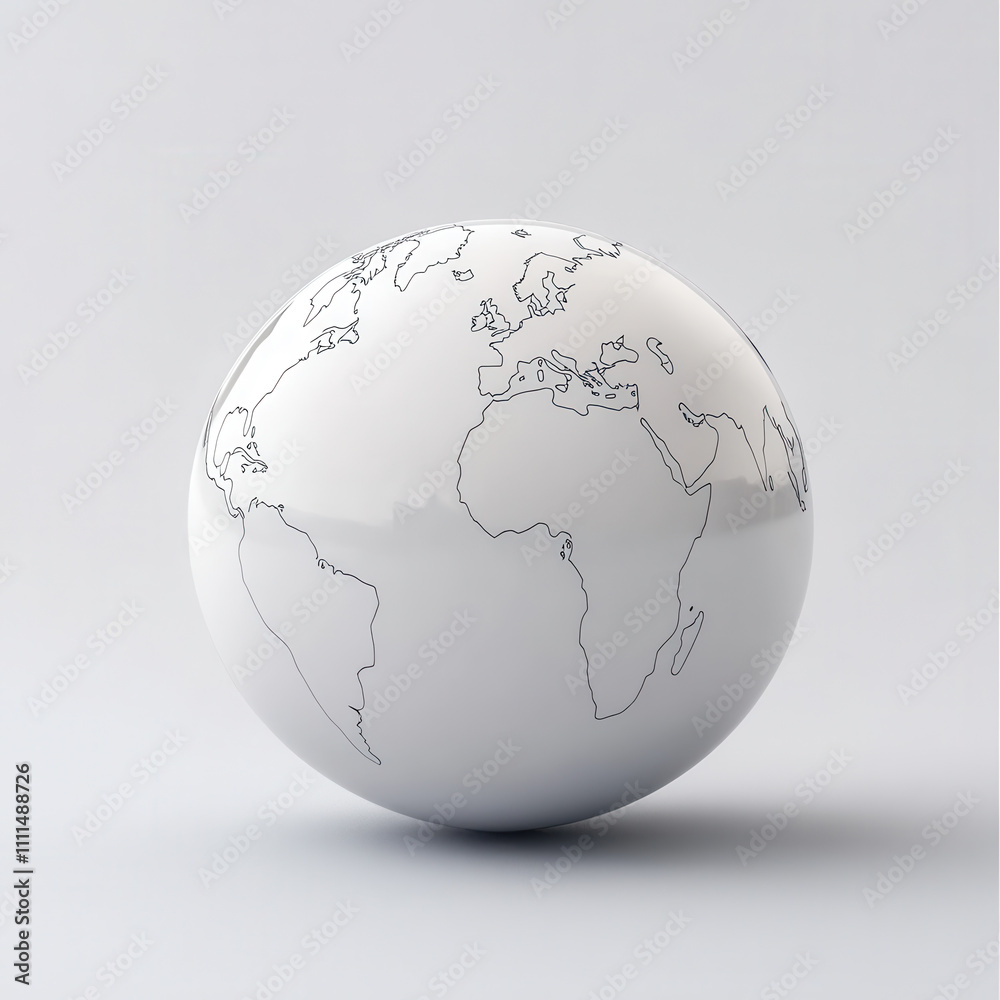 Modern minimalist world globe with simple outlines and clean design