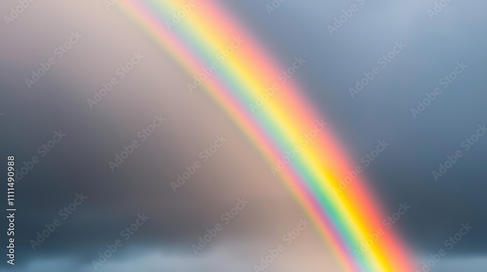 A vibrant rainbow arcs across a cloudy sky, creating a striking contrast of colors against the dark backdrop. A vibrant rainbow arcs across a cloudy sky, creating a striking contrast of colors against the dark backdrop.