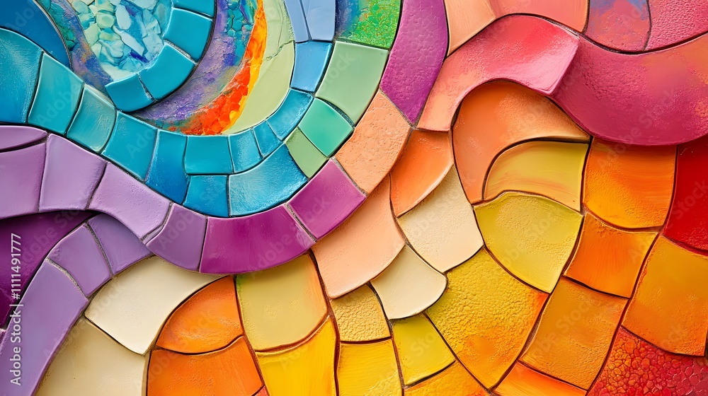 Abstract Colorful Mosaic Art Piece Swirling Design Abstract Colorful Mosaic Art Piece Swirling Design