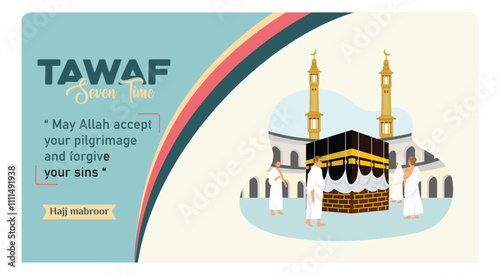 The tawaf ritual during the Hajj pilgrimage involves walking around the Kaaba.