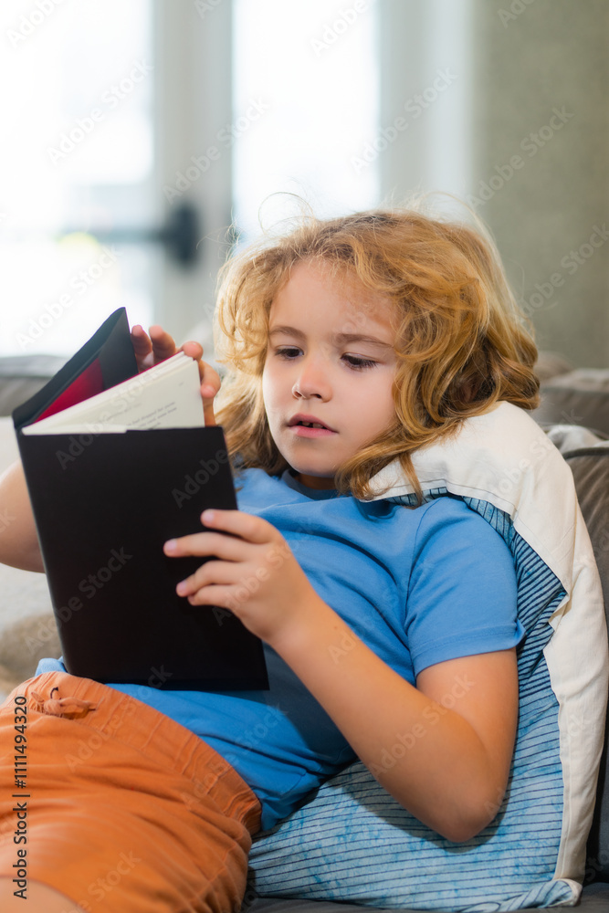 Imagination child. Kid read book at home. Imagination child. Kid read book at home.