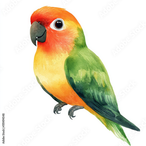 Obraz na płótnie Watercolor illustration of colorful parrot with vibrant feathers w salonie