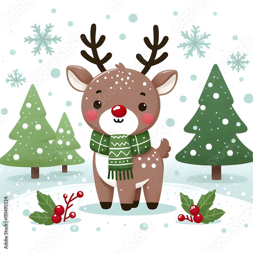 This reindeer is no ordinary creature. It has a majestic, shimmering coat, speckled with stardust, which glows softly under the moonlight. Its antlers are tall and elegant, crowned with intricate patt