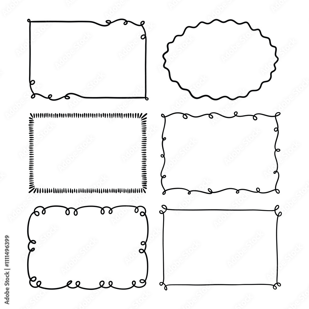 Set of hand drawn frame vector