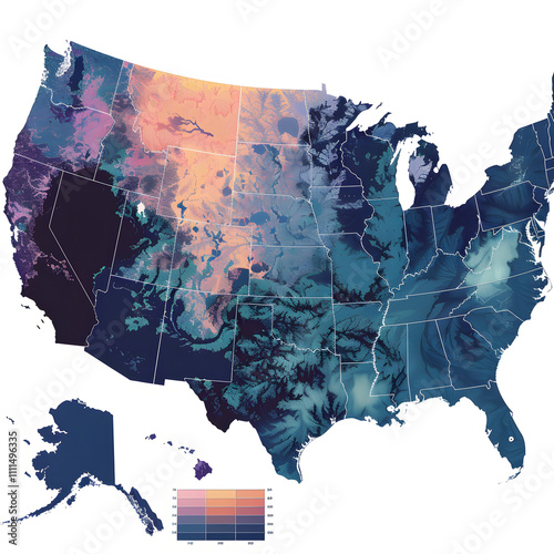 Detailed: Infographic Population density map of the United States photo