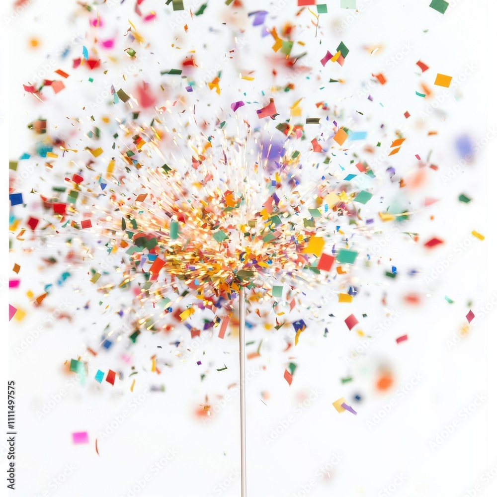 Festive celebration with colorful confetti christmas vibes white background vibrant atmosphere joyful moment Festive celebration with colorful confetti christmas vibes white background vibrant atmosphere joyful moment