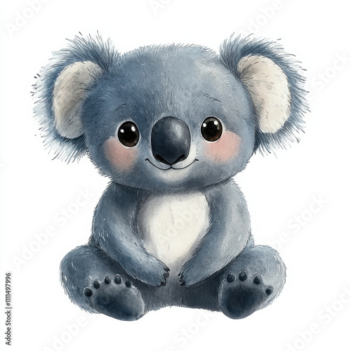 Watercolor illustration of cute koala doll, perfect for kids decor