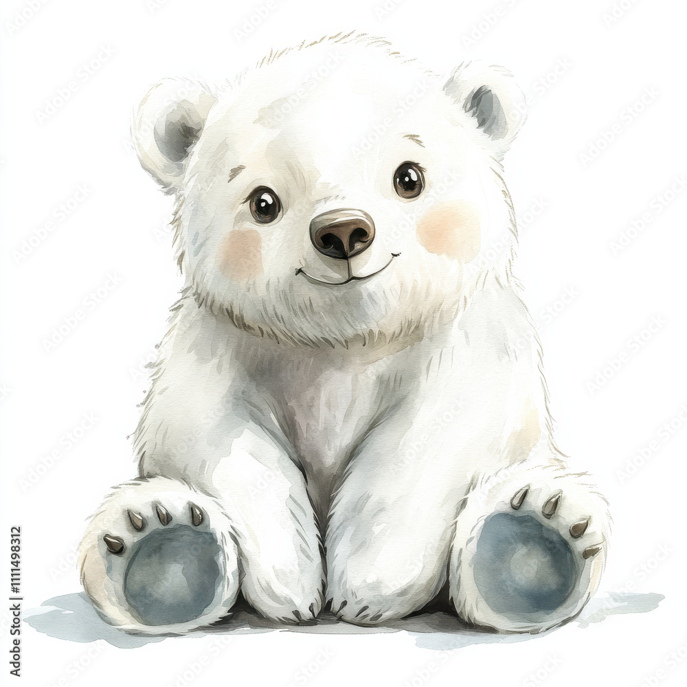 Cute polar bear doll illustration with friendly expression