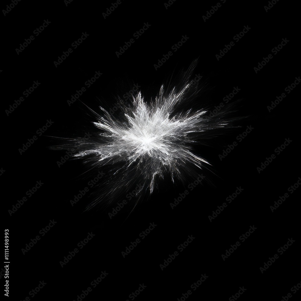 Abstract white explosion on black background.