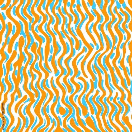 Wallpaper Mural Abstract wavy lines pattern in orange and blue. Torontodigital.ca