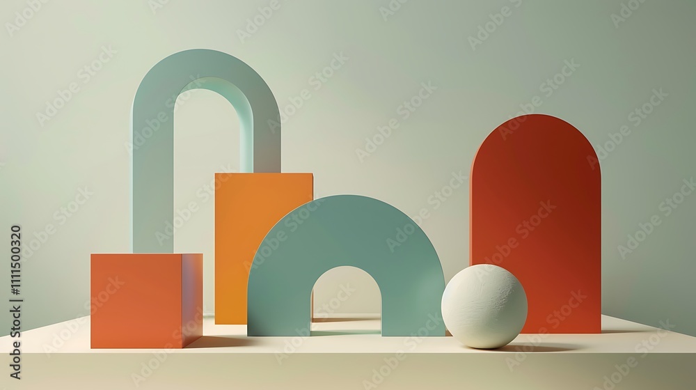Abstract Geometric Composition with Teal and Orange Abstract Geometric Composition with Teal and Orange
