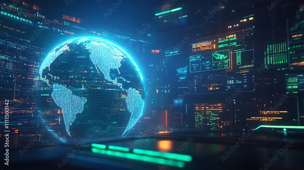 An illuminated globe with live update icons and flowing data lines, signals pulsing in real-time, vibrant neon blue and green lighting, detailed digital map overlay, cinematic quality, An illuminated globe with live update icons and flowing data lines, signals pulsing in real-time, vibrant neon blue and green lighting, detailed digital map overlay, cinematic quality,
