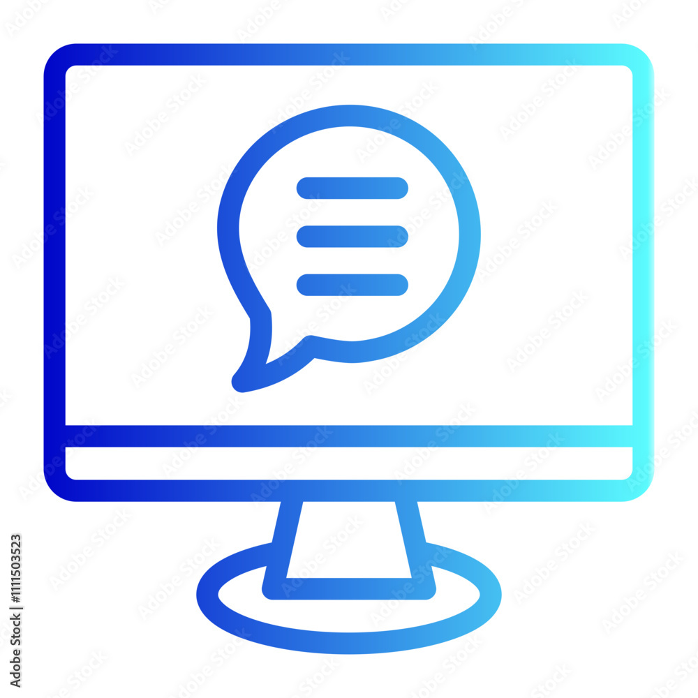 Flat monitor screen with bubble icon, perfect for technology and business concepts Flat monitor screen with bubble icon, perfect for technology and business concepts