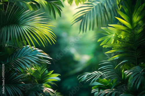 Lush Green Tropical Foliage Creates A Natural Frame