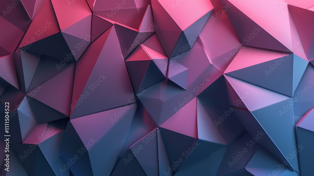 Pink and blue gradient illuminates multifaceted low poly surface, forming visually striking geometric pattern ideal for modern and abstract designs Pink and blue gradient illuminates multifaceted low poly surface, forming visually striking geometric pattern ideal for modern and abstract designs