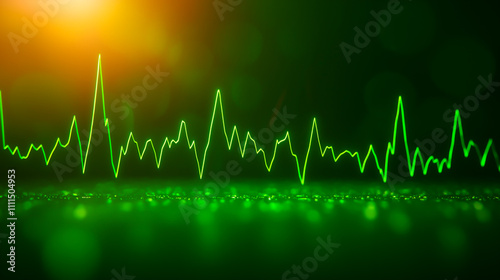 Green Digital Heartbeat Graph on Abstract Background with Light Effects photo