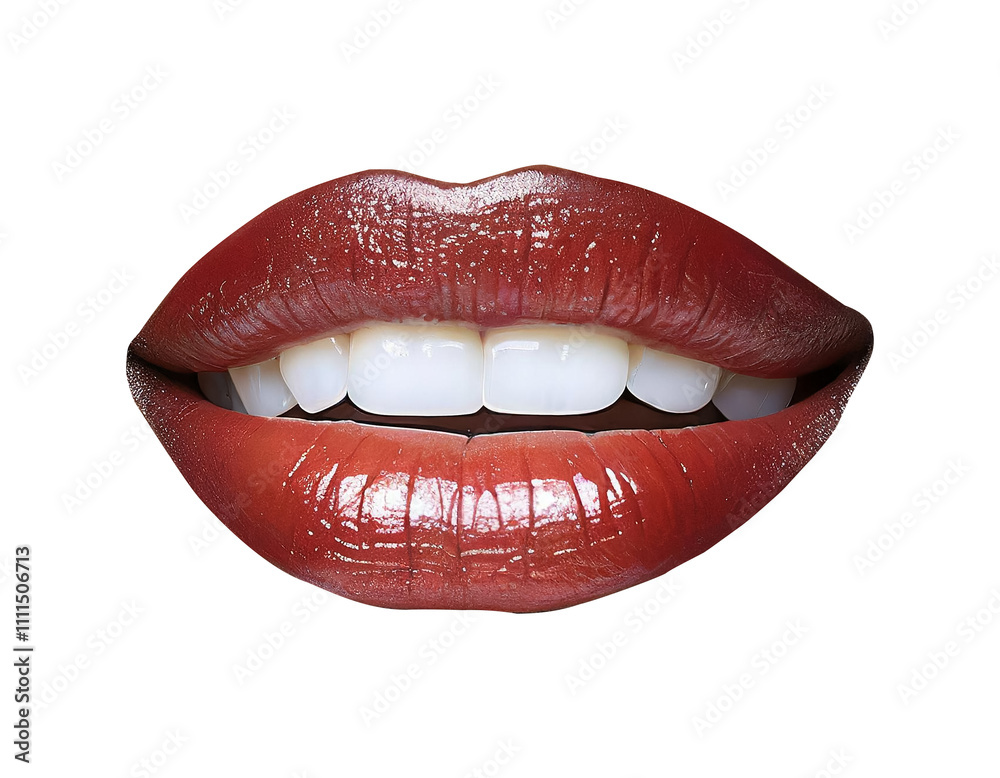 Sexy female lips with red lipstick isolated on white Sexy female lips with red lipstick isolated on white