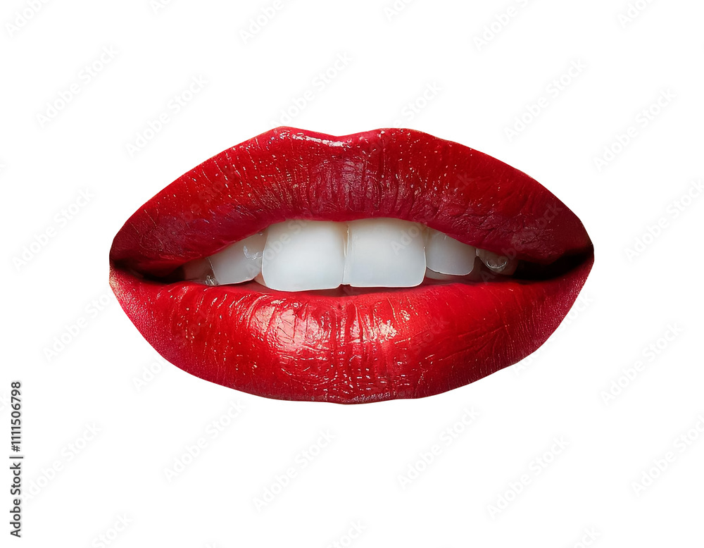 Sexy female lips with red lipstick isolated on white Sexy female lips with red lipstick isolated on white