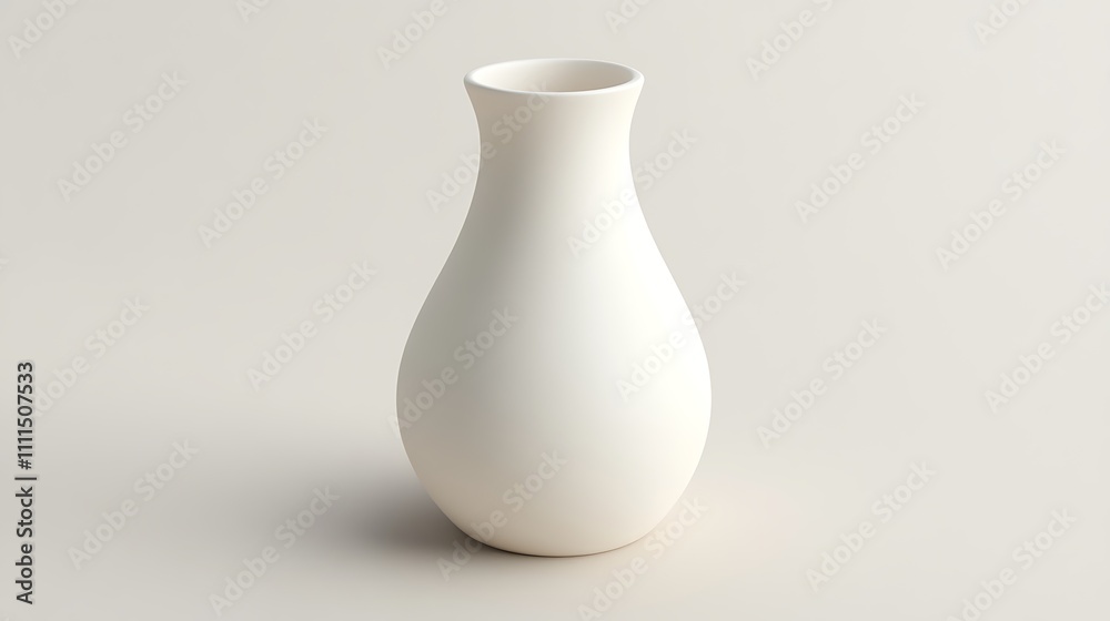 A 3D-rendered minimalist vase, matte white ceramic with perfect smoothness, positioned on a plain pale gray background A 3D-rendered minimalist vase, matte white ceramic with perfect smoothness, positioned on a plain pale gray background