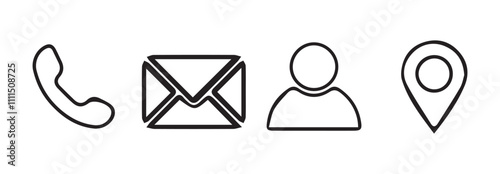 Business card icon set, contact information icon,Name, phone, mobile, place, location, mail, website and message card sign.vector illustration eps 10