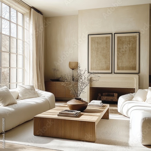 Cozy Modern Living Room Scandinavian Interior Design Minimalist Furniture Neutral Tones Natural Light