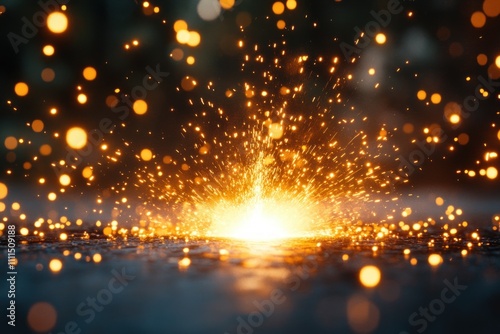 Welding Sparks Fly as Gas Torch Cuts Steel in Industrial Workshop with Skilled Craftsman Precision photo