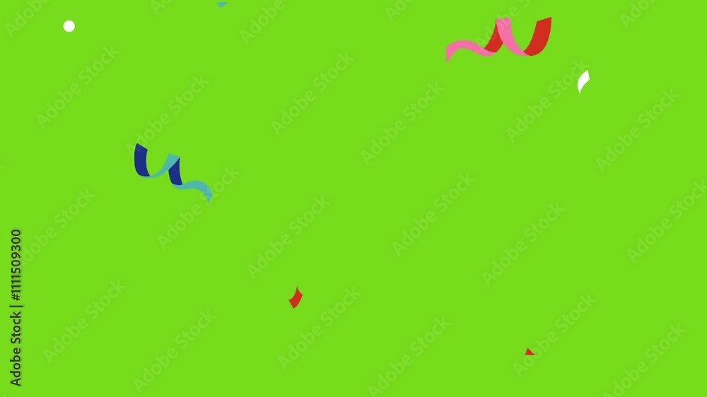 Looping Confetti party explosion effect - Double burst of festive colourful particles on isolated green screen  background