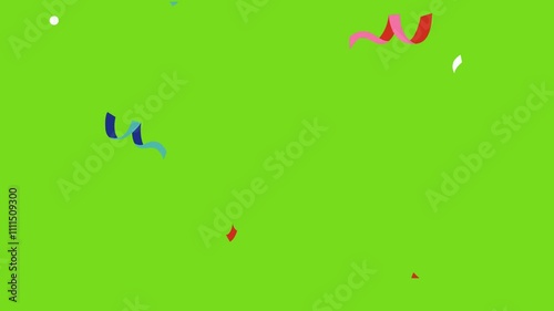 Looping Confetti party explosion effect - Double burst of festive colourful particles on isolated green screen  background