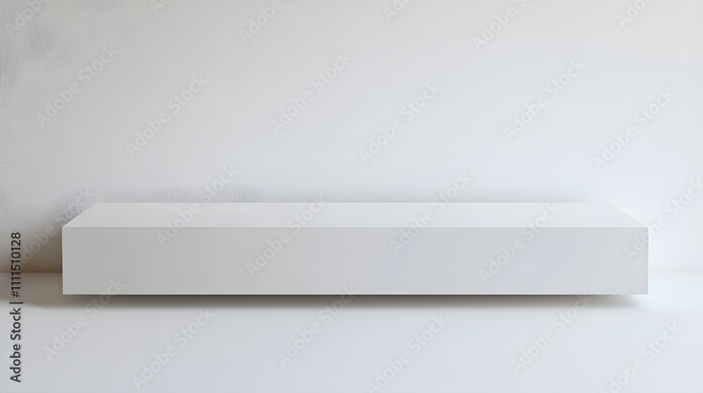 Minimalistic Elegance: Sleek Long Rectangular White Box on Pristine White Background Minimalistic Elegance: Sleek Long Rectangular White Box on Pristine White Background