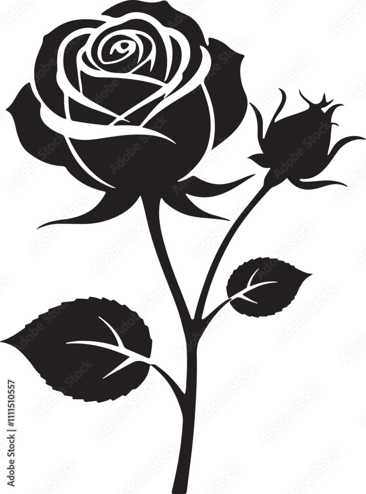 Obraz premium Rose silhouette vector icon design whit a white background