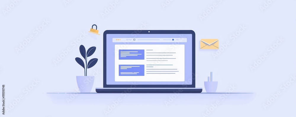 Clean email layout on laptop screen, designed for business communication. Clean email layout on laptop screen, designed for business communication.