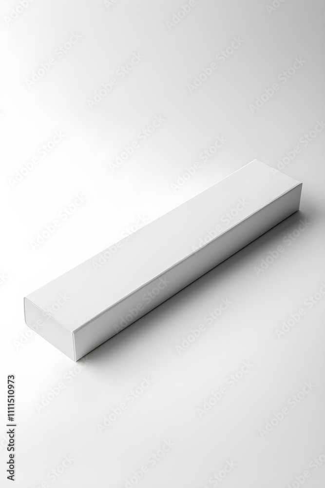 Minimalistic Elegance: Sleek Long Rectangular White Box on Pristine White Background Minimalistic Elegance: Sleek Long Rectangular White Box on Pristine White Background