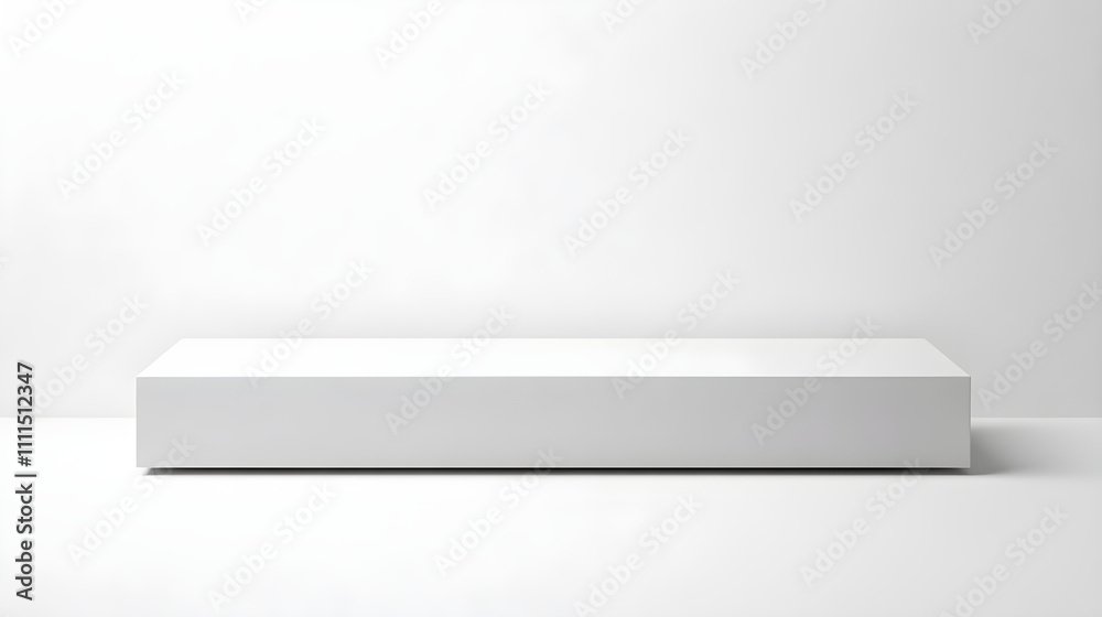 Minimalistic Elegance: Sleek Long Rectangular White Box on Pristine White Background Minimalistic Elegance: Sleek Long Rectangular White Box on Pristine White Background