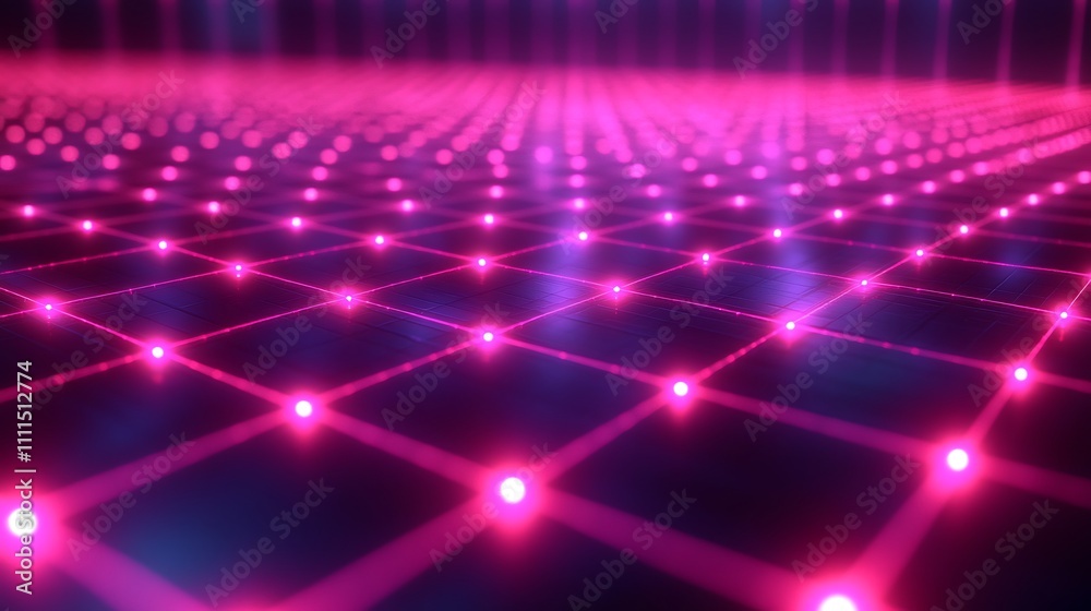 A glowing digital grid system with interconnected points, vibrant neon highlights, intricate grid textures, and seamless motion effects, set against a sleek high-tech background, hd quality. A glowing digital grid system with interconnected points, vibrant neon highlights, intricate grid textures, and seamless motion effects, set against a sleek high-tech background, hd quality.