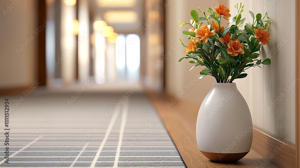 Modern Office Lobby Interior Design Orange Flowers in Vase Modern Office Lobby Interior Design Orange Flowers in Vase