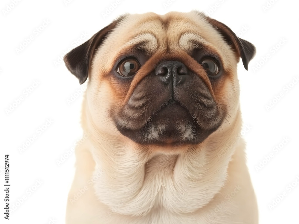 Pug on white background
