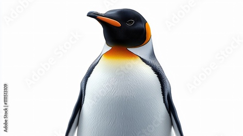 A stunning hyper-realistic rendering of an emperor penguin, ideal for nature-themed projects, educational materials, wildlife conservation campaigns, and winter promotions. photo