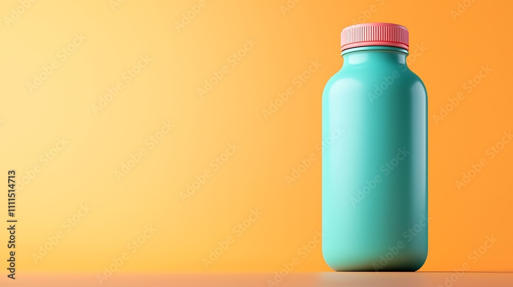 Teal Plastic Bottle Mockup Orange Background Product Packaging Minimalist Design Teal Plastic Bottle Mockup Orange Background Product Packaging Minimalist Design