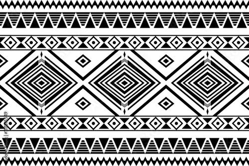 Black and White color Geometric ethnic oriental pattern traditional Design.