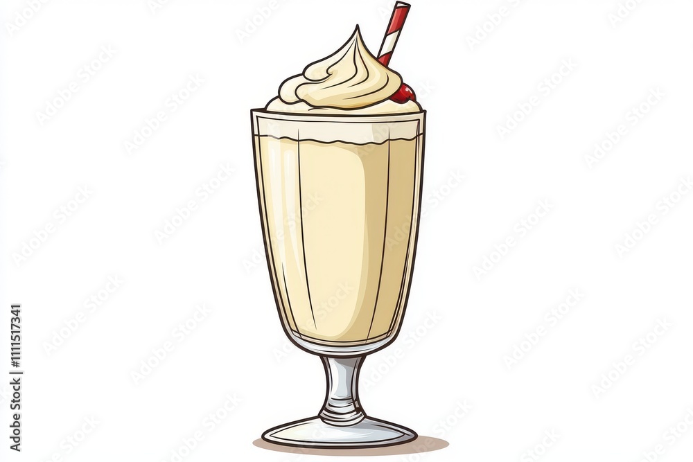 A cartoon illustration of a milkshake in a glass isolated on a white background A cartoon illustration of a milkshake in a glass isolated on a white background