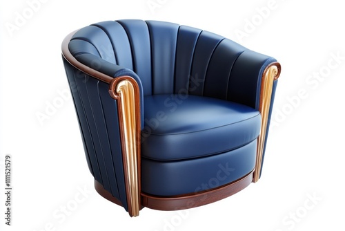 Classic armchair art deco style in blue isolated on a white background photo