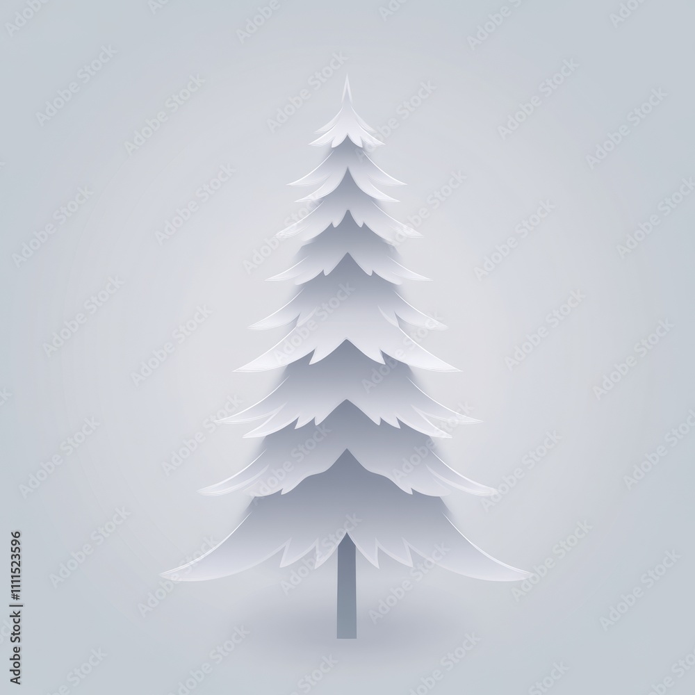 Minimalist snowy paper cut-out Christmas tree design. Minimalist snowy paper cut-out Christmas tree design.