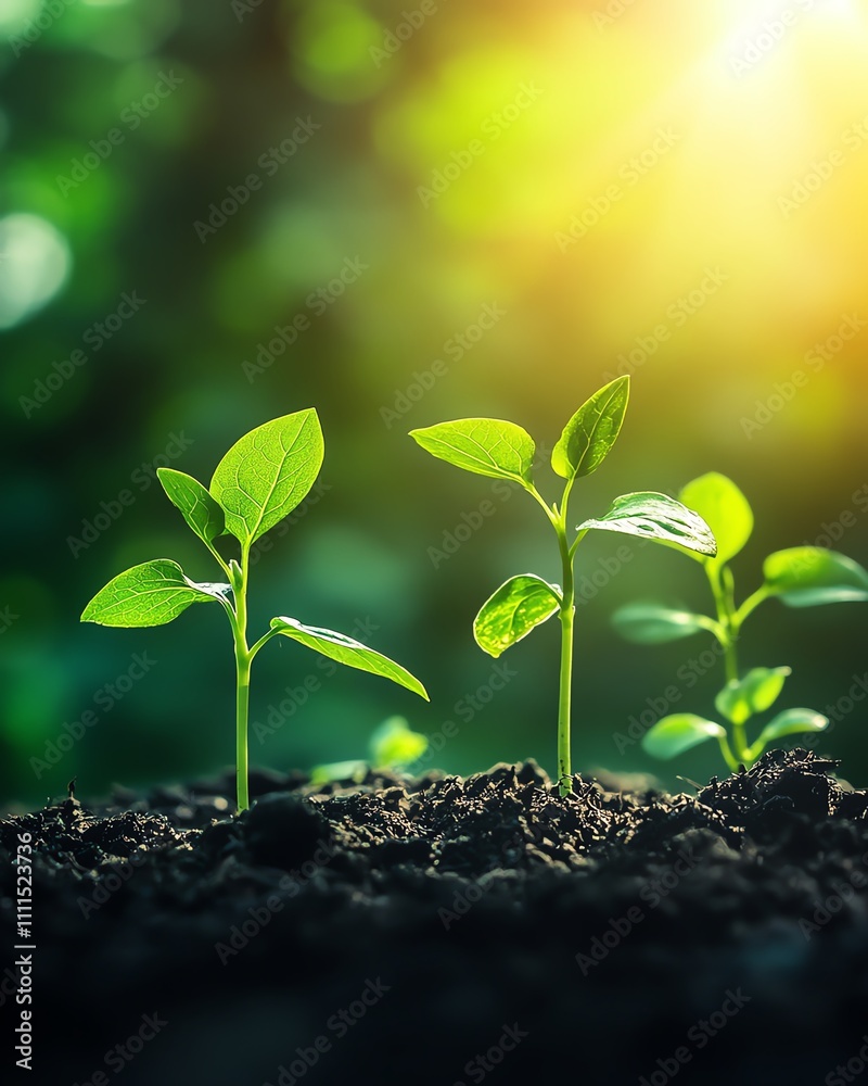 A field of young green seedlings sprouting from nutrientrich soil, symbolizing new beginnings and the promise of growth, bright and refreshing atmosphere A field of young green seedlings sprouting from nutrientrich soil, symbolizing new beginnings and the promise of growth, bright and refreshing atmosphere