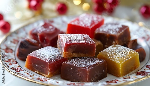 traditional sweets on a decorated plate photo