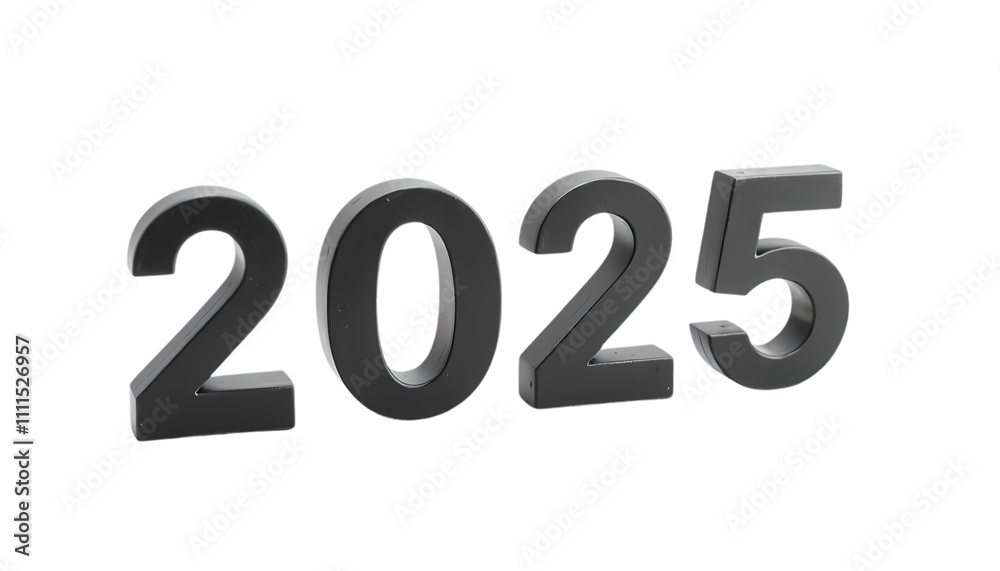 Year 2025 in black matte metallic 3d-illustration isolated on transparent background Year 2025 in black matte metallic 3d-illustration isolated on transparent background