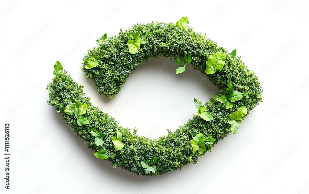 Elegant infinity symbol made of abundant green foliage, signifying the unbroken path towards a sustainable and environmentally conscious future Elegant infinity symbol made of abundant green foliage, signifying the unbroken path towards a sustainable and environmentally conscious future