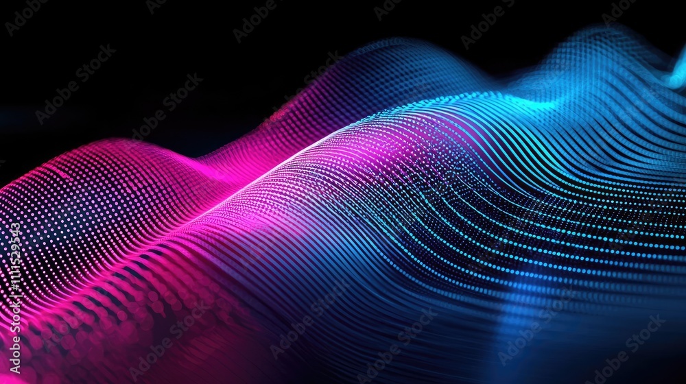 Colorful abstract wave pattern with flowing lines on a dark background. Colorful abstract wave pattern with flowing lines on a dark background.