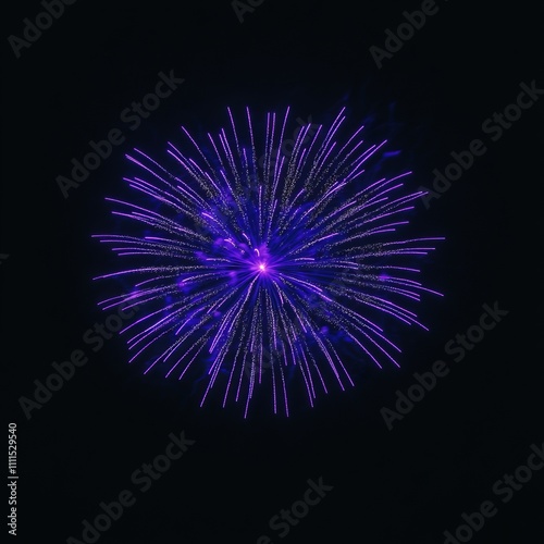 Purple fireworks exploding in night sky. photo
