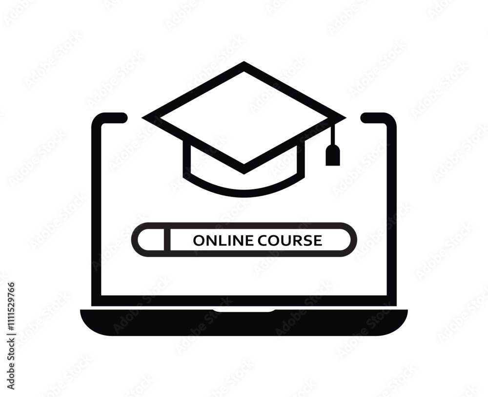 Online education resources vector line icon, online learning courses, distant education, e-learning icon. Online education resources vector line icon, online learning courses, distant education, e-learning icon.
