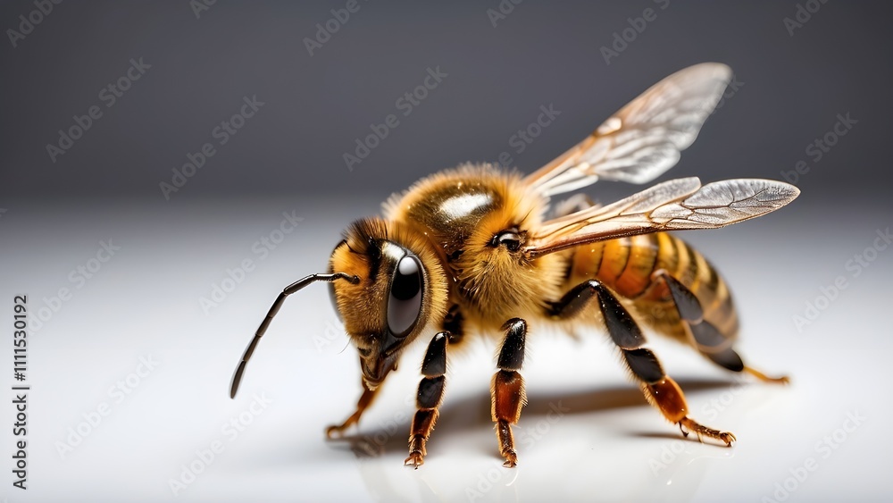 Top shot of a honey bee isolated on a clear background cutout Top shot of a honey bee isolated on a clear background cutout